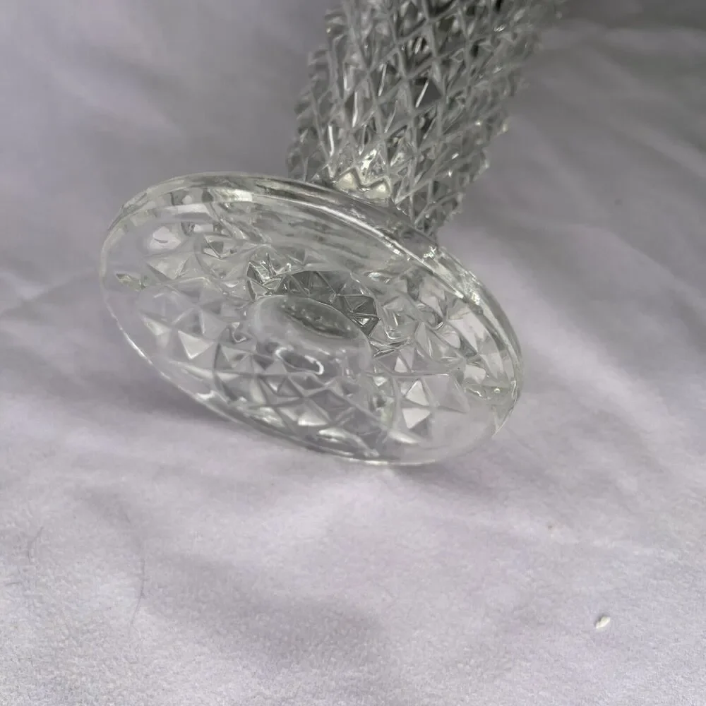 Vintage Crystal glass diamond pattern vase Art Deco